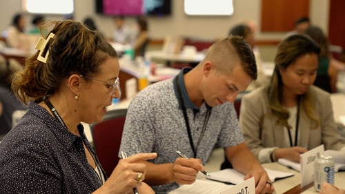 A group of participants work together.